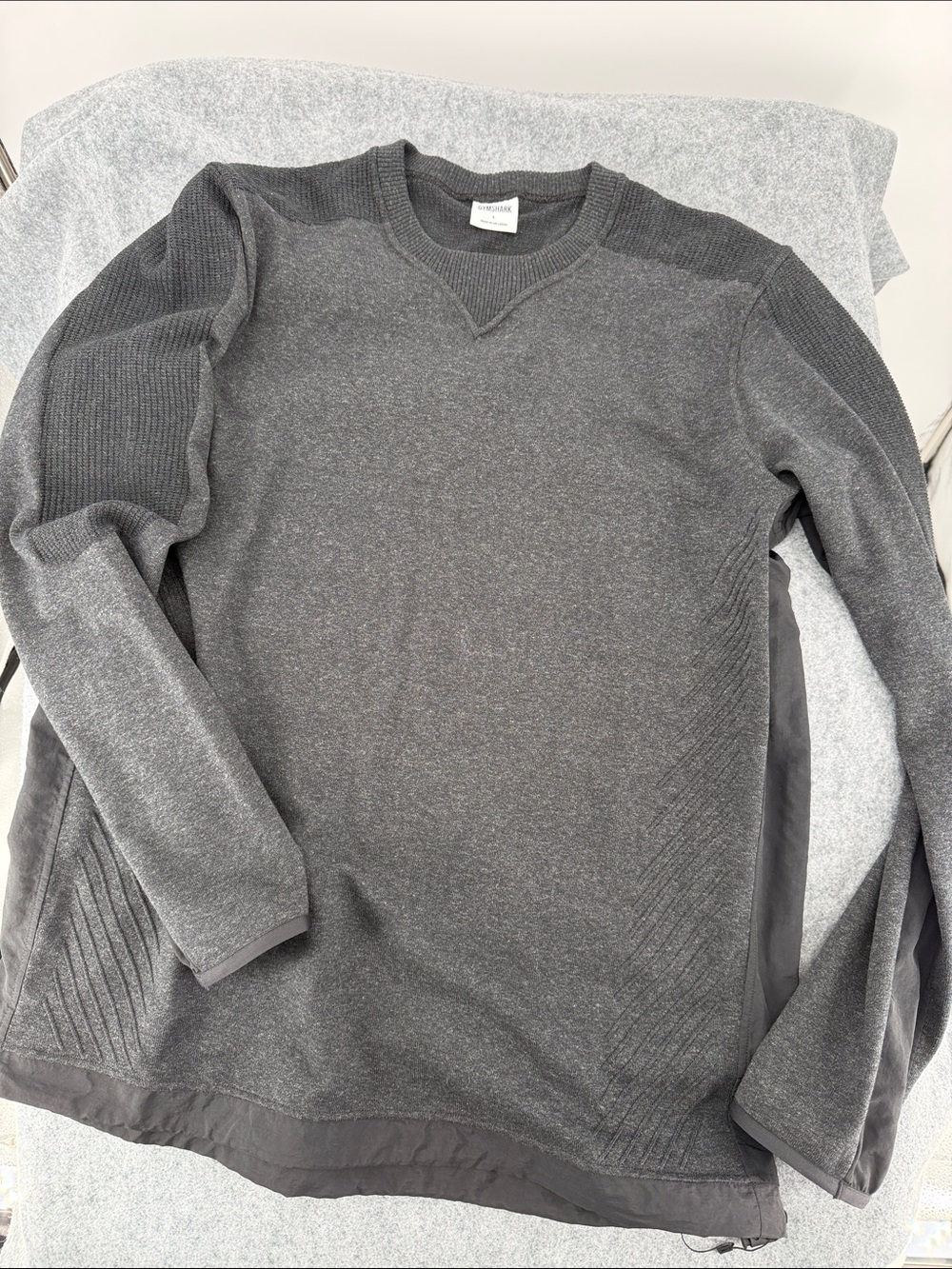 Gymshark Men's Charcoal Gray & black pull over Crewneck Sweater shacket L